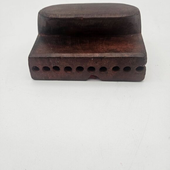 Antique Hand Carved Wood Textile Circle Pattern Fabric Stamp Block - Picture 6 of 10